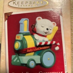 Holiday ornament for Christmas. Baby’s first Christmas